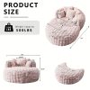 product-fancy-8dc3f378-3d36-400c-9441-9d1a87fbc5a1 Oversized Chaise Lounge Chair Indoor with Ottoman 55" W X 75" L Round Reading Chair Plush Faux Fur Corduroy Cloud Circle Boneless Chair with 5 Pillows for Living Room