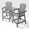 Embossed Balcony Chair, Tall Adirondack Chair Set Of 2 Outdoor Adirondack Barstools with Connecting Tray, High Airondack Chair with Wood Grain, Christmas & Halloween