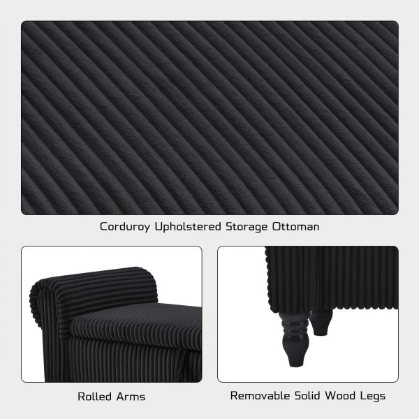 product-fancy-8dffd6f6-483d-4ac0-9315-9e48fdfa968d ATOMHAUS Upholstered Storage Bench for Bedroom End Of Bed Rolled Armed Corduroy Linen Fabric Ottoman Couch Long Bench Window Sitting Fireplace Toy Storage Bench Living Room Furniture