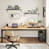 product-fancy-8e7ff6e0-735e-467f-ad2c-b2639cafac27 78.7" Extra Long Wooden Computer Desk for 2 People - Dual Workstation with Sturdy Metal Legs, Engineered Wood & Natural & Black Finish, Spacious Home Office Desk, Study Writing Table, Easy Assembly, Office Desk Supplies And Accessories, Collaborative Workspace, Contemporary Design, Durable Construction
