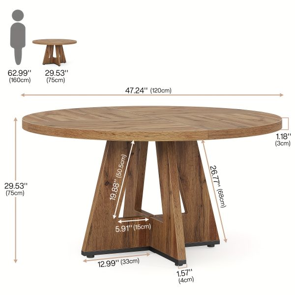 product-fancy-8ea3aed2-866a-4ae4-9701-a4c90019b0a3 47 Inch Farmhouse Dining Table, Rustic Round Dinner Table for 4, Ideal for Home Dining Room And Living Room, Offering A Countrified Touch to Your Decor