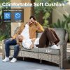product-fancy-8ec3ecde-f745-48d0-84fb-00880678df14 5pcs Outdoor Patio Furniture Set with 2 Swivel Chairs, 1 Outside Sofa, 1 Side Table and 1 Solar Lighting Glass Coffee Table - All-Weather Wicker Patio Conversation Set Modern Design for Garden, Deck, and Porch Decor