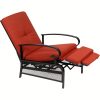 Patio Adjustable Lounge Chair, Waterproof Metal Chaise Longue With Blue Cushions, Perfect For Porch, Backyard, Pool Or Garden