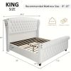 product-fancy-8ecdc302-27ce-4f81-8195-78f553855958 Chenille Upholstered Platform Bed Frame with Scroll Wingback Headboard And Footboard, Button Tufted Design, No Box Spring Required