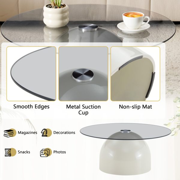 product-fancy-8f1d5018-9e80-4ef8-aa2f-35a2fbf29f0b Nesting Coffee Table Set Of 2, Small Coffee Table for Small Spaces Apartment, Round Glass Coffee Table Set, Modern Space Saving Center Table for Living Room Balcony Office