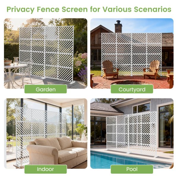 Outdoor Privacy Screen | Freestanding Rustproof Iron Fence Panel For Patio, Garden, Balcony, Ac Unit Cover, Trash Can, Modern Decorative Divider By Mophoto