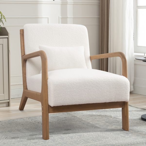 product-fancy-8fb18ad3-173d-40c9-aceb-c2fb7d8f401d Mid-Century Modern Upholstered Accent Chair with Solid Wood Frame & Extra Pillow, Linen Lounge Reading Armchair for Game & Recreation Room Furniture