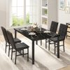 product-fancy-8feb1334-4b0e-488a-a02f-08e2c7705803 LAMERGE 5pcs Of Dining Table Set, Dining Room Table Set Can Be Used By 4 People, Kitchen Table Set, 1 Artificial Anti-marble Pattern Table And 4 Metal Legs Chairs, Suitable for Living Room, Dining Room, Kitchen Furniture