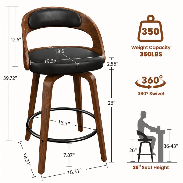 product-fancy-8ff67801-5674-4a0a-9e63-8fea8e99ee6a 3/4pcs Bar Stool Set: Luxurious Faux Leather, Swivel And Armless Kitchen Counter Stools with Thickened Cushion And Back Support, Designed for Kitchen Islands And Bar Counters