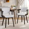 product-fancy-8ff73d4e-1b88-4bcc-b40c-7c0b6780dc43 Two Ergonomic Wooden Dining Chairs, Curved Bentwood Backrest And Seat, High-Density Foam Cushion, Modern Semi-Armrest Kitchen Chair