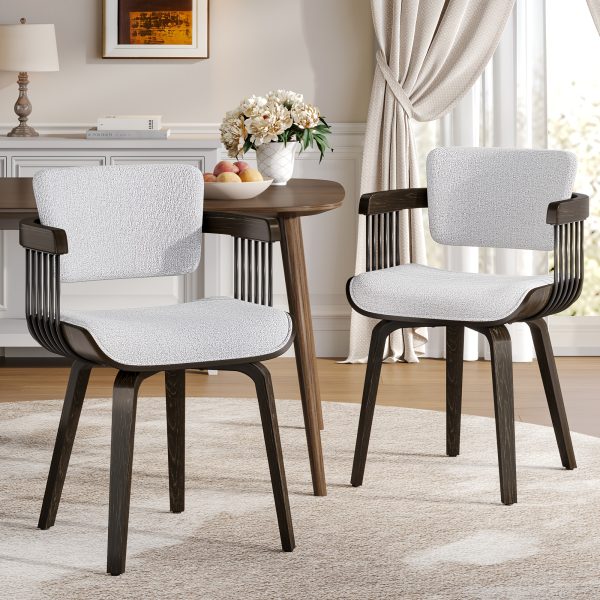 product-fancy-8ff73d4e-1b88-4bcc-b40c-7c0b6780dc43 Two Ergonomic Wooden Dining Chairs, Curved Bentwood Backrest And Seat, High-Density Foam Cushion, Modern Semi-Armrest Kitchen Chair