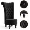 product-fancy-901ac13f-2a5f-4457-b354-9d0d618b0130 Royal High Back Chair, Velvet Armless Accent Chair with Button-Tufted & Rubberwood Legs, Regal Elegance Throne Chair for Living Room, Dressing Room, Bedroom
