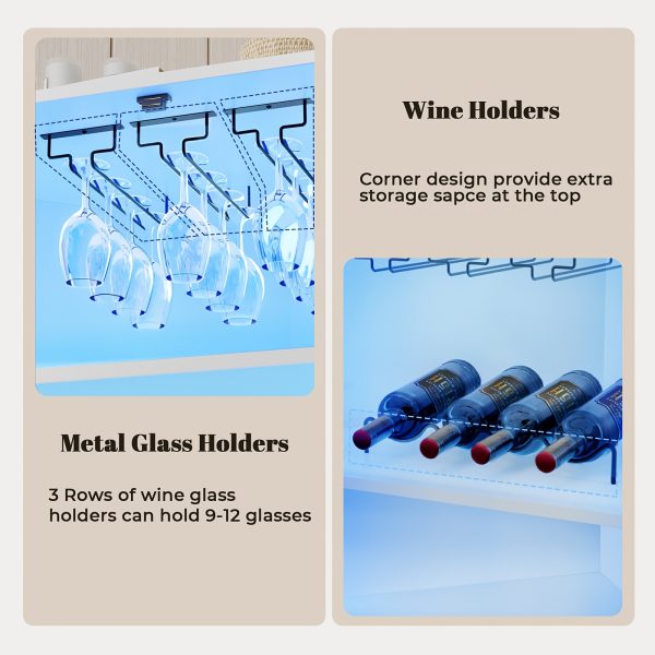 product-fancy-902d70a4-c212-4a19-9d96-7f545be8b4f5 65" Tall Corner Wine Bar Cabinet with LED Lights, 4-Tier Liquor Storage Cabinet with Glass Door, Space Saving Organizer for Living Room & Kitchen (Black/White)