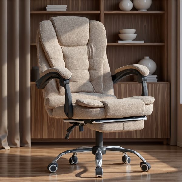 product-fancy-90385e44-67a6-4118-888e-780db95b2212 This Ergonomic Office Chair Features A Footrest And Lumbar Support, A Reclining And Adjustable Backrest, Is Suitable for High-intensity Use, And Can Rotate 360°. It Is An Ideal Choice for Home Or Office Use. Available In Linen (black/grey/beige).