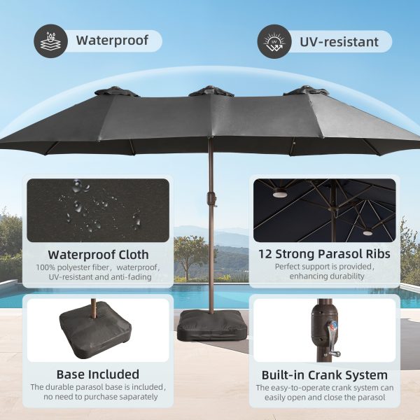 product-fancy-904e3b4c-e454-490e-b0e3-753a8797d4e2 15ft Double Sided Patio Umbrella With 36 Solar LED Lights, 8Hr Auto-Illumination, Commercial-Grade Wind-Resistant Steel Frame & Premium Polyester Fabric, Outdoor Oversized Market Table Umbrella - 12 Heavy Duty Ribs (Base Included)