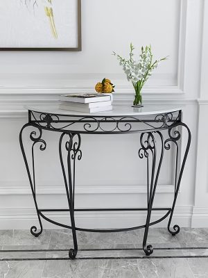 Entrance Table European Style Entrance Nordic Console Table Living Room Corridor Against The Wall Console Cabinet Modern Minimalist Wrought Iron Semicircular Table