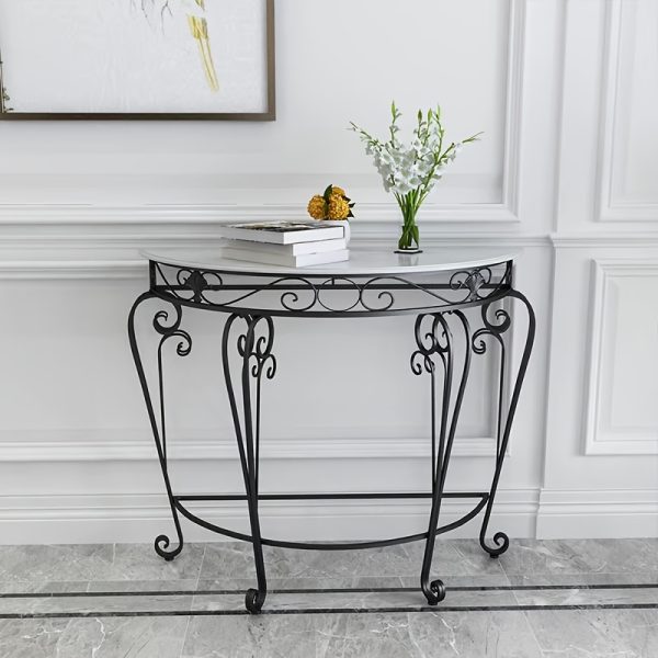 product-fancy-9051f3e1-3d9c-42c4-aa2c-f6031a02d648 Entrance Table European Style Entrance Nordic Console Table Living Room Corridor Against The Wall Console Cabinet Modern Minimalist Wrought Iron Semicircular Table