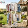 product-fancy-9076b7bd-240c-4e5a-aab6-0a18f20ca53b Rotating Clothing Rack with Wheels, Heavy Duty Metal Garment Rack for Hanging Clothes, Multifunctional Rotating Clothing Organizer, Freestanding Closet Organizer for Bedroom, Laundry Room, Space Saving Closet Storage for Coats, Dresses, Pants