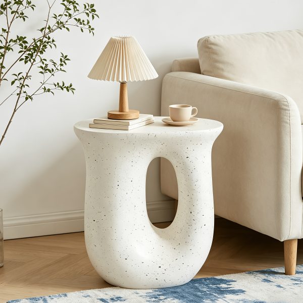 product-fancy-90866625-69a6-4a89-8568-086f041ecaca AESOME Modern Decorative Garden Stool Concrete Side Table Heavy Duty Patio Sturdy Faux Terrazzo Garden Stool Side Table Plant Table For Indoor Covered Outdoor, 17.7" H