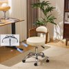 product-fancy-90872c51-73a3-48bd-99dd-54ec38c5698a Bonnlo Adjustable Height Home Office Chair - Armless Swivel Desk Chair with Manual Height Adjustment, Curved Walnut-like Backrest, White & 5-Star Base-Like Stability (No Wheels) for Small Spaces, Study, Computer Desk - Space