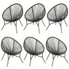 product-fancy-90a5699a-04c8-42f5-ae81-10d392cdb568 Set of 2/4/6 Acapulco Chairs for Outdoor Use, Contemporary Patio Furniture Collection, Woven Bistro Set Featuring a Metal Frame Suitable for Balconies, Lawns, Porches, And Gardens, in Black Color