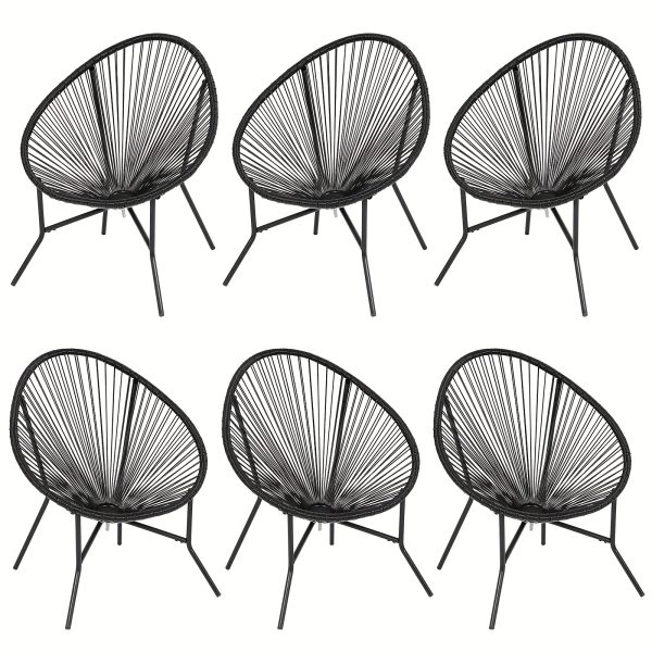 product-fancy-90a5699a-04c8-42f5-ae81-10d392cdb568 Set of 2/4/6 Acapulco Chairs for Outdoor Use, Contemporary Patio Furniture Collection, Woven Bistro Set Featuring a Metal Frame Suitable for Balconies, Lawns, Porches, And Gardens, in Black Color