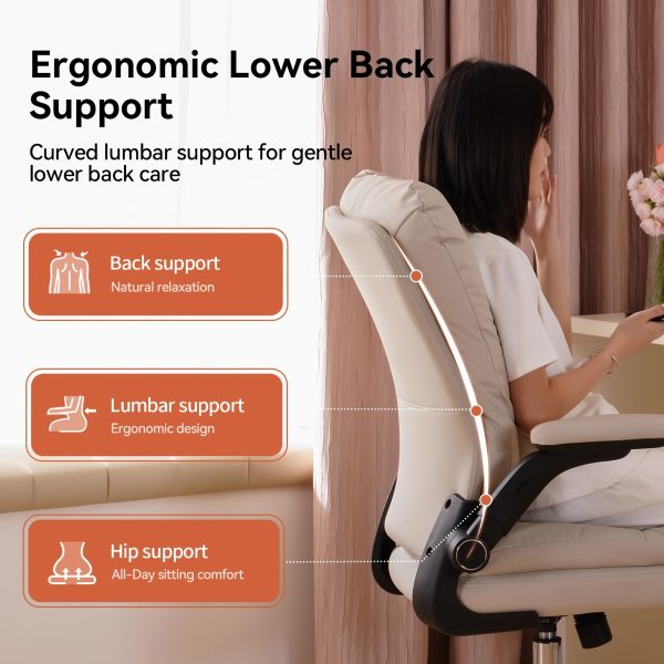 product-fancy-90ab7b58-2b66-405e-8e11-272569fe3869 Ergonomic Office Chair with Padded Flip-up Arms, Mid Back Executive Comfy Desk Chairs, Faux Leather Computer Rolling Chair with Wheels for Home, Adjustable Height, 360 Swivel, 300lbs, Beige, Black