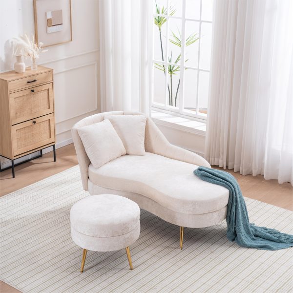product-fancy-90b17755-d1e7-4922-8621-daaa5f9465e3 58'' Indoor Chenille Chair with Left Armrest And Lumbar Pillow Upholstered Furniture Lounge Chair, Lounge Sofa for Living Room Bedroom Office with Footstool.