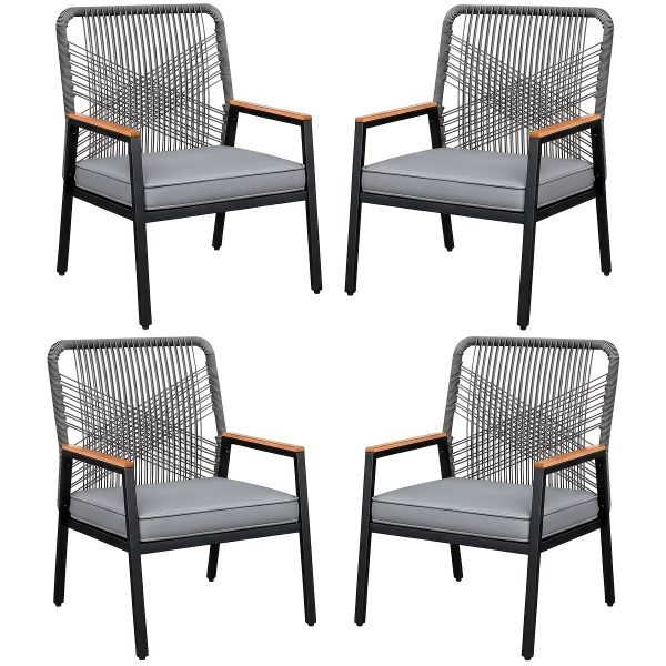 [Rattan Dining Chair Set] Outdoor Rattan Dining Chair Set of 2/4, Wide Outdoor Rattan Chair with 21-Inch Seat Width, Ergonomically Curved Backrest, Removable Cushion, Suitable for Patios, Lawns, Gardens, Backyards, Poolside, Balconies, and Other Spaces, Rattan Patio Chair