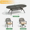 product-fancy-90c00cb2-c55a-4a8e-9368-f8073770f150 9pcs Cast Aluminum Patio Furniture, Outdoor Dining Sets for 8 Include 87" Oval Patio Dining Table And 8 Chairs with Cushions & Umbrella Hole (Bronze)