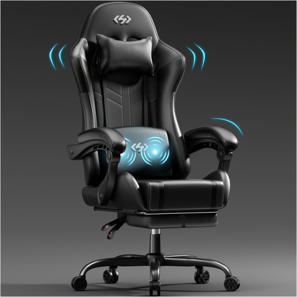 product-fancy-90c87e79-16d5-4778-ae56-de69fe581191 Gaming Chair with Massage Lumbar Support Ergonomic Computer Chair for Adults with Footrest and Lumbar Support with 360° Swivel Seat PU Leather Office Chair, Crafted From Durable Faux Leather, Best Gift for Father and Boyfriend