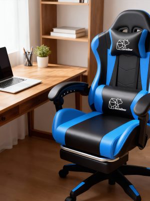 1pc E-sports Chair, Suitable for Adults And Teenagers, Featuring A Lumbar Support, And Fixed Armrests. with Foot Supports, An Ergonomic Seat, Home Office Settings, Modern Gaming Chairs, High-quality Padding, Suitable for Home And Office Use