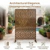 product-fancy-90f062c3-2888-4b45-ab2a-4c2dd409fdbd Walnut Brown Metal Privacy Screen 76"X48" Freestanding, Premium Indoor Outdoor Decorative Fence Panel Divider for Deck Balcony Patio Backyard Lawn Garden Pool Yard Porch Front Yard Bedroom Living Room Office Studio Entryway Hallway Decorative Fence