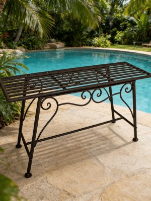 Rustic Garden Bench, Tree Stool Outdoor Seating - Industrial Design for Gardens, Courtyards, And Patios - Weatherproof Metal Lounge
