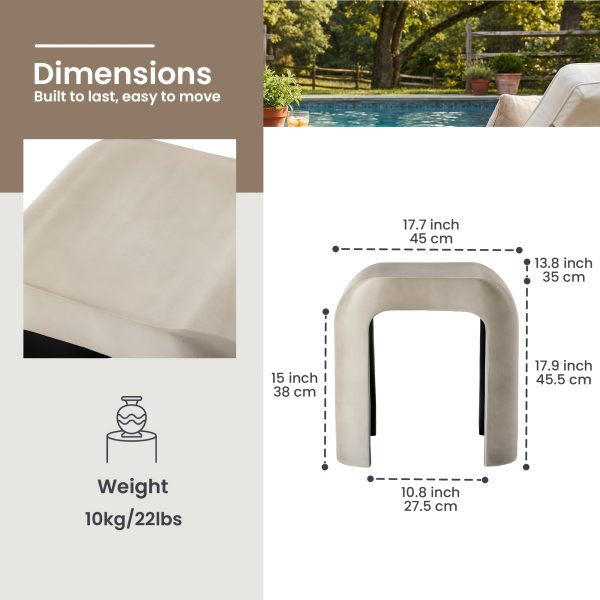 product-fancy-9151e08b-2894-4e6b-a402-525cda188bf5 17.7" U-Shaped Magnesium Oxide Side Table, Modern Curved End Table In Grey Or White - Sculptural Accent Table For Living Room, Bedroom, Balcony - Plant Stand, Nightstand