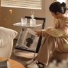 product-fancy-9158793f-3245-4357-bc91-930b30b40052 Black Z-Shaped End Table Featuring a Glass Top And Magazine Holder, Perfect As a Retro Accent Table Or a Small Coffee Table with Storage for Your Living Room Or Bedroom