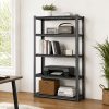 product-fancy-919b1013-adc7-417c-8aa7-ce4e3cf4bf1a 72''H 5-Tier Metal Bookshelf, Freestanding Heavy Duty Storage Shelving Unit, Industrial Metal Frame Book Organizer Rack, Display Shelf for Home Office Bedroom Living Room Kitchen Garage Corner Organization
