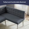 product-fancy-91b71504-6cdd-4302-b87f-da50c8bea544 3pcs L-Shaped Dining Nook Set with Bench, Modern Space-Saving Corner Breakfast Nook with Tufted Sofa And Marble-Look Table for Small Kitchens