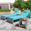 product-fancy-91d05661-8a68-450a-b07d-3fc214d7a1ff Lounge Chair Set, 3pcs Outdoor Modern Patio Furniture Lounge Chairs Set of 2 with Adjustable Backrest And Side Table, Durable PE Wicker, Weather Resistant Cushions, Blue