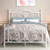Bed Frame with Under-Bed Storage, Metal Platform Bed with Vintage Butterfly Pattern Headboard and Footboard, Twin/Full/Queen Size, No Box Spring Needed, Easy to Assemble, Noise-Free, Black/White