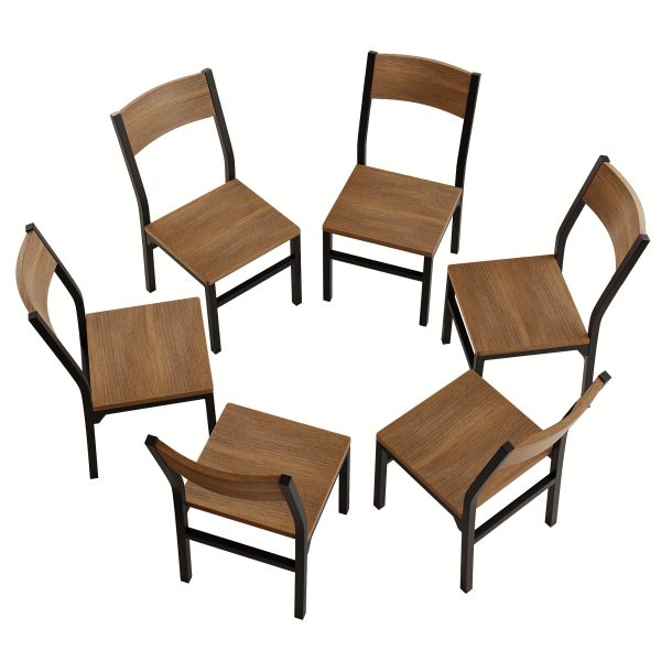 product-fancy-92222f6b-8890-40fa-9bcb-a079bf7aedce 6pcs Modern Dining Chairs Modern Mid-Century Style Dining Room Decorative Chairs, Comfortable Side Seats Without Armrests, MDF Wood Planks with Metal Legs Design, Suitable for Home Kitchen, Bedroom, Living Room, Guest Dining Room