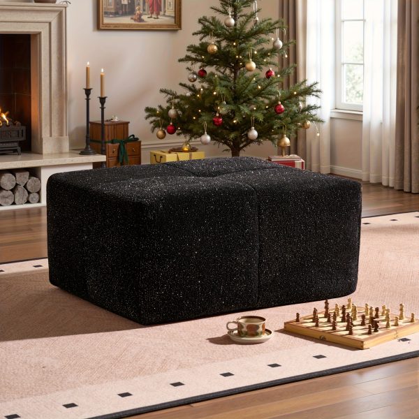 [Ottoman| 2 Fabric Options -Faux Suede/Velvet Silver Fiber Fabric] Oversized Sectional Sofa Part: Ottoman - Can Be Combined Into Luxurious Couch For Living Room, Use For A Coffee Table Or A Single Bench, Spacious Seating For Family And Friends