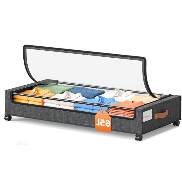 1/2 Pack Of Wheeled Under Bed Storage Box, Under Bed Storage Box, Under Bed Shoe Rack Organizer, Metal Drawer Under Wheel Bed for Clothes, Blankets, Shoes,, Books, Bedding, Under-Bed Storage