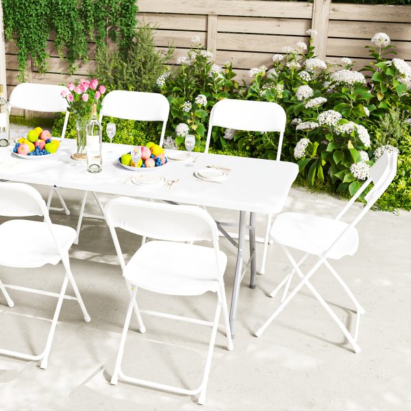 product-fancy-9284c0a9-617c-4f85-9205-48507f15b1a7 10/24/50 Pack White Folding Chairs – 350 Lbs Weight Capacity Reinforced Plastic Chairs, Steel Reinforced Frame, Commercial Grade Stackable Chairs, Suitable for Indoor And Outdoor, Weddings, Offices, Banquets, Restaurants, Parties