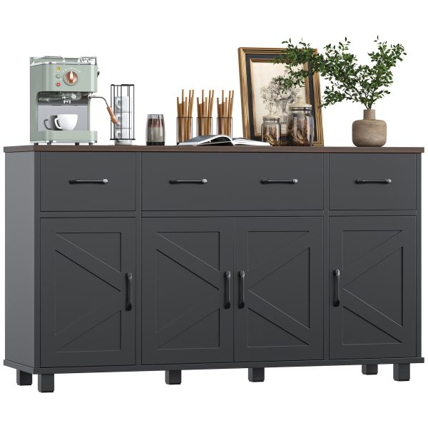 product-fancy-92ec61cf-bfd1-4c3d-8792-b309a458e6ae 55" Modern Farmhouse Sideboard Buffet Cabinet with Storage, 3 Drawers & 4 Doors, Ideal for Kitchen And Dining Room, Kitchen Decor