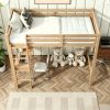 product-fancy-93210ed8-ecd9-4082-92dc-ca5d5d28b641 BELLEMAVE Twin High Loft Bed, Rubber Wood Loft Bed with Safety Guardrail, Built-In Desk, Ladder, Espresso