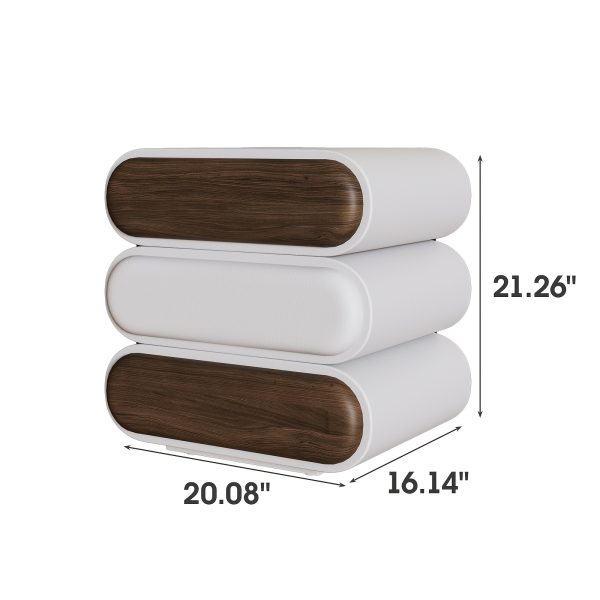product-fancy-9329b8ec-c20c-49f8-84c6-a16ca4d82e7e Premium Mid-Century Wood Nightstand, 3-Tier End Table with Storage Drawers & Curved Profile Design, Elegant Bedside Table for Bedroom Or Living Room, White Brown, No Assembly Required High-Quality Craftsmanship, Christmas