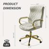 product-fancy-93330011-0b30-4151-b9c3-e9396e817cb9 Executive High Back Office Chair With Tufted Design, Ergonomic Computer Desk Chair With Padded Armrests, Faux Leather Task Chair With Golden Metal Frame