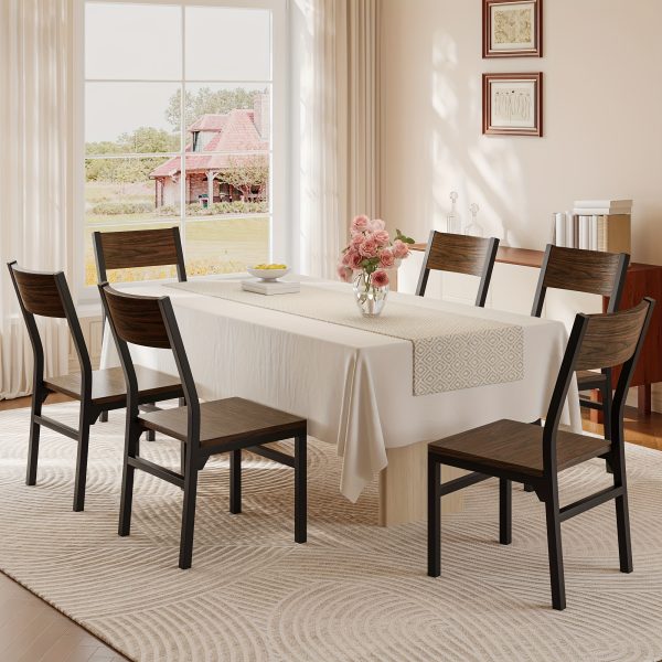 product-fancy-93486281-c9ca-4170-8db8-0c3c549e79e3 6pcs Modern Dining Chairs Modern Mid-Century Style Dining Room Decorative Chairs, Comfortable Side Seats Without Armrests, MDF Wood Planks with Metal Legs Design, Suitable for Home Kitchen, Bedroom, Living Room, Guest Dining Room