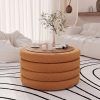 product-fancy-9388ae1e-fbfa-446c-ac19-e878df77bec4 30 Inch Round Ottoman Coffee Table with Storage & Sherpa Top - Large Multi-Functional Modern Footrest Suitable for Couch, Cream White Frame/Plywood Base Furniture for Living Room, Space-Saving Tray Table for Small Spaces